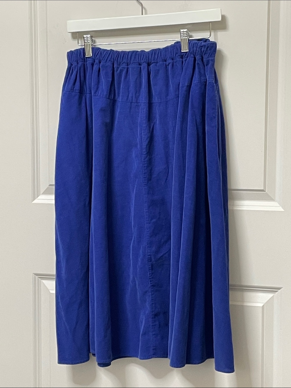 Vintage Royal Blue Corduroy Midi Skirt Large Pockets